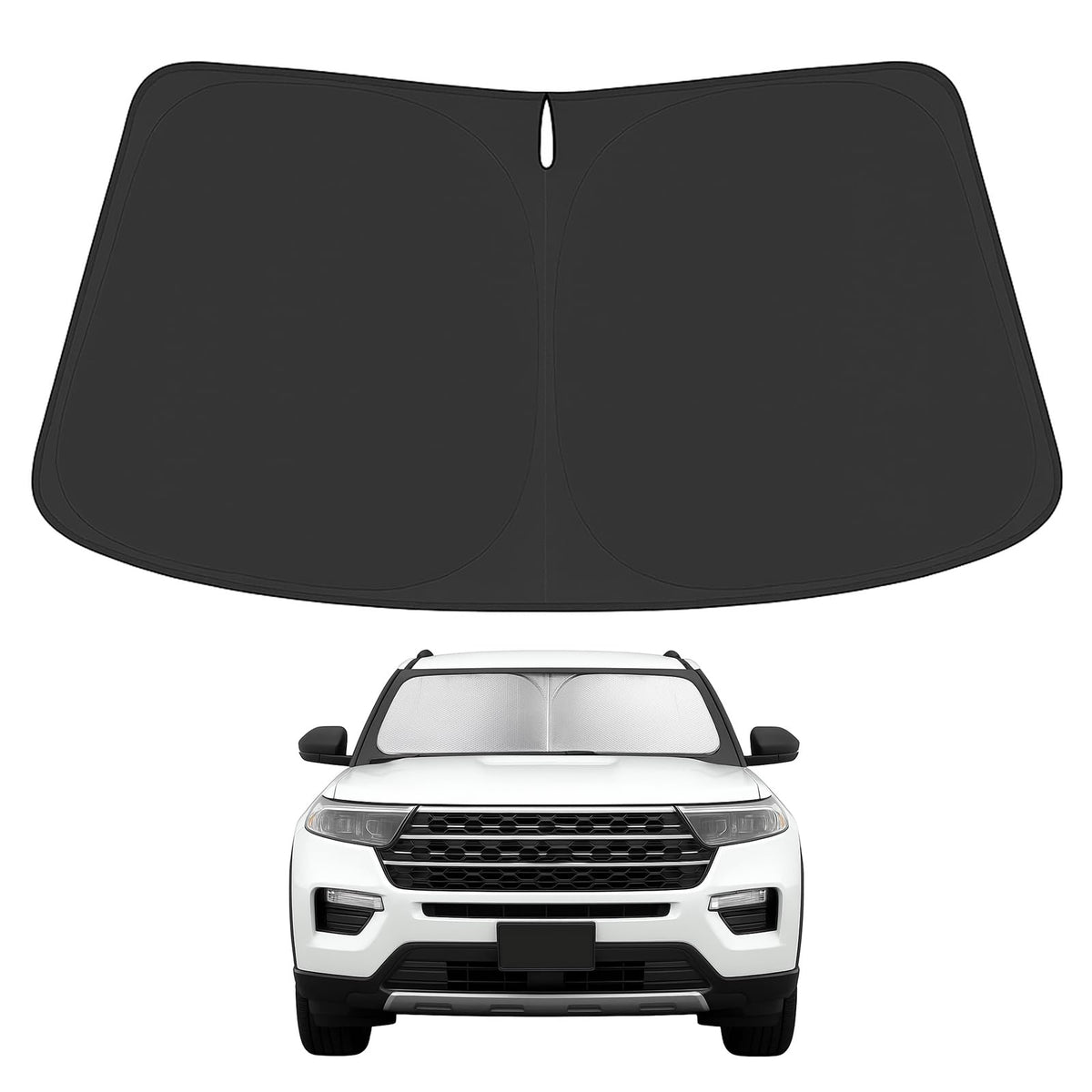 2020-2025 Ford Explorer windshield sun shade – premium silver-coated reflective fabric