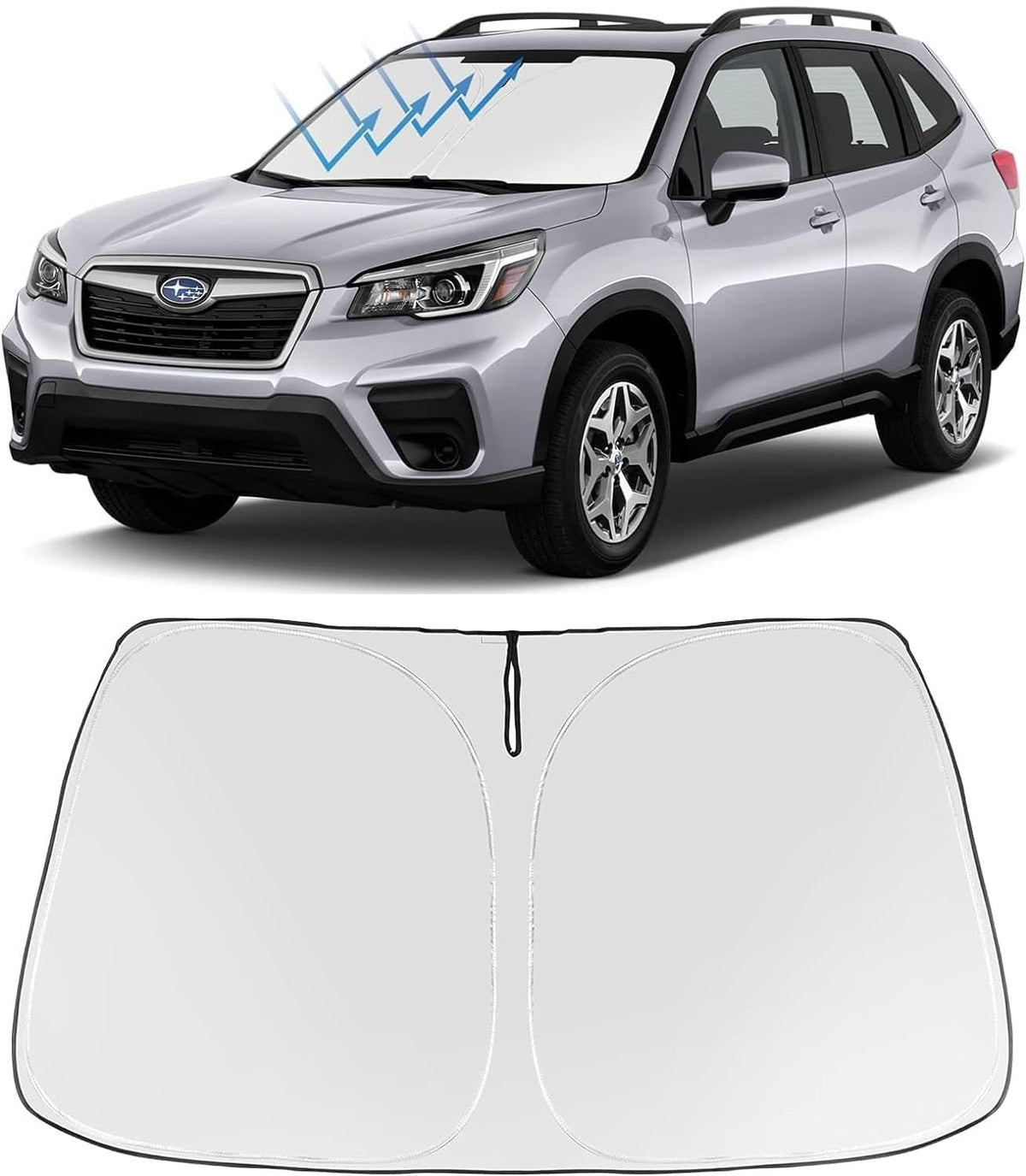 2019-2026 Subaru Forester windshield sun shade – premium silver-coated reflective fabric