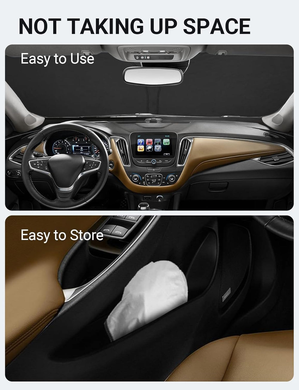 Proadsy Custom Fit Chevrolet Malibu 2016-2024 2025 Windshield Sun Shade 4-Layer Foldable Front Sunshade Protector Sun Visor Blocks UV Rays Keep Car Cooler