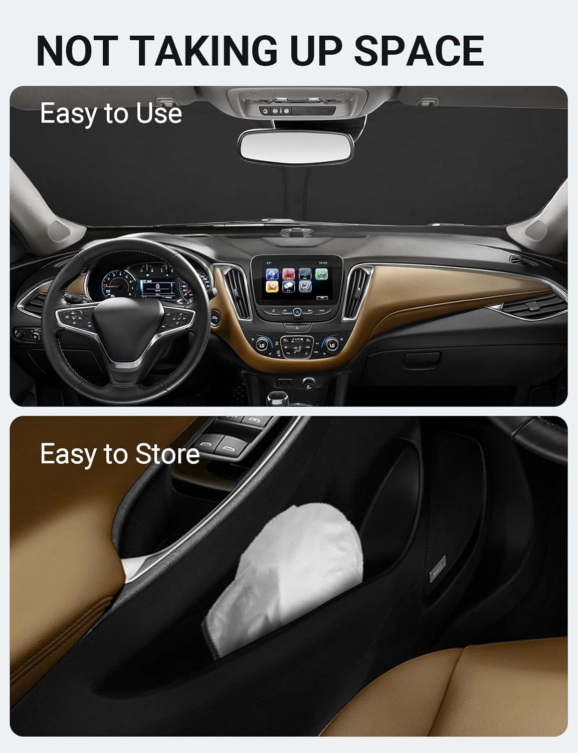 2016-2025 Chevrolet Malibu custom-fit sunshade - folded compact