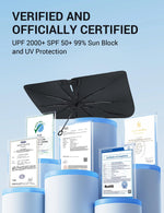 Proadsy Windshield Sun Shade Umbrella for Subaru Crosstrek 2018-2023 Foldable Car Umbrella Sunshade with Soft TPU Handle Spring Structure Crystal Cooling Material Protect Car from Rays & Heat