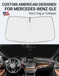 Custom American designed 2016-2019 Mercedes-Benz GLE windshield sunshade, will not sag or collapse