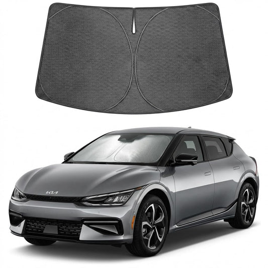 Proadsy Windshield Sun Shade Custom Fit Kia EV6 2023-2026 Ice Crystal Black Front Window Sunshade UV and Heat Blocker Foldable Visor Keeps Car Cooler for Summer Parking and Daily Use