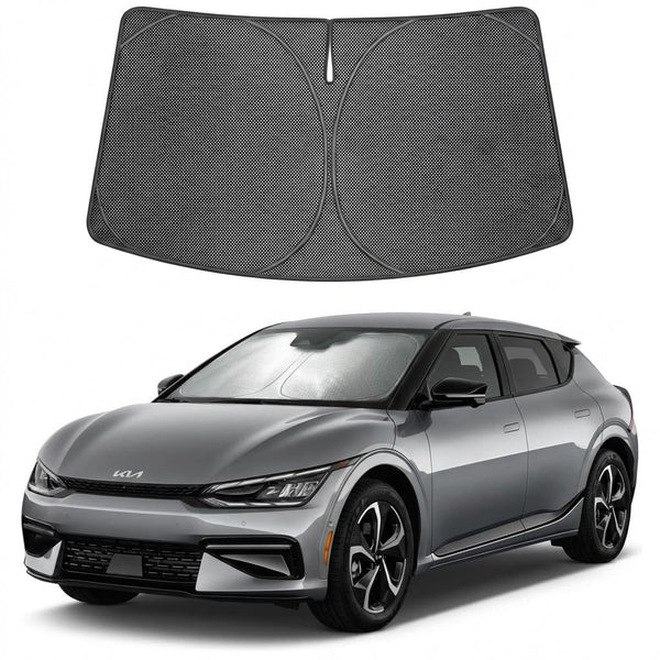 Proadsy Windshield Sun Shade Custom Fit Kia EV6 2023-2026 Ice Crystal Black Front Window Sunshade UV and Heat Blocker Foldable Visor Keeps Car Cooler for Summer Parking and Daily Use