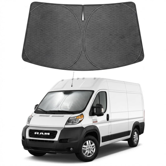 Proadsy Windshield Sun Shade Custom Fit Ram promaster 2014-2026 Ice Crystal Black Front Window Sunshade UV and Heat Blocker Foldable Visor Keeps Car Cooler for Summer Parking and Daily Use