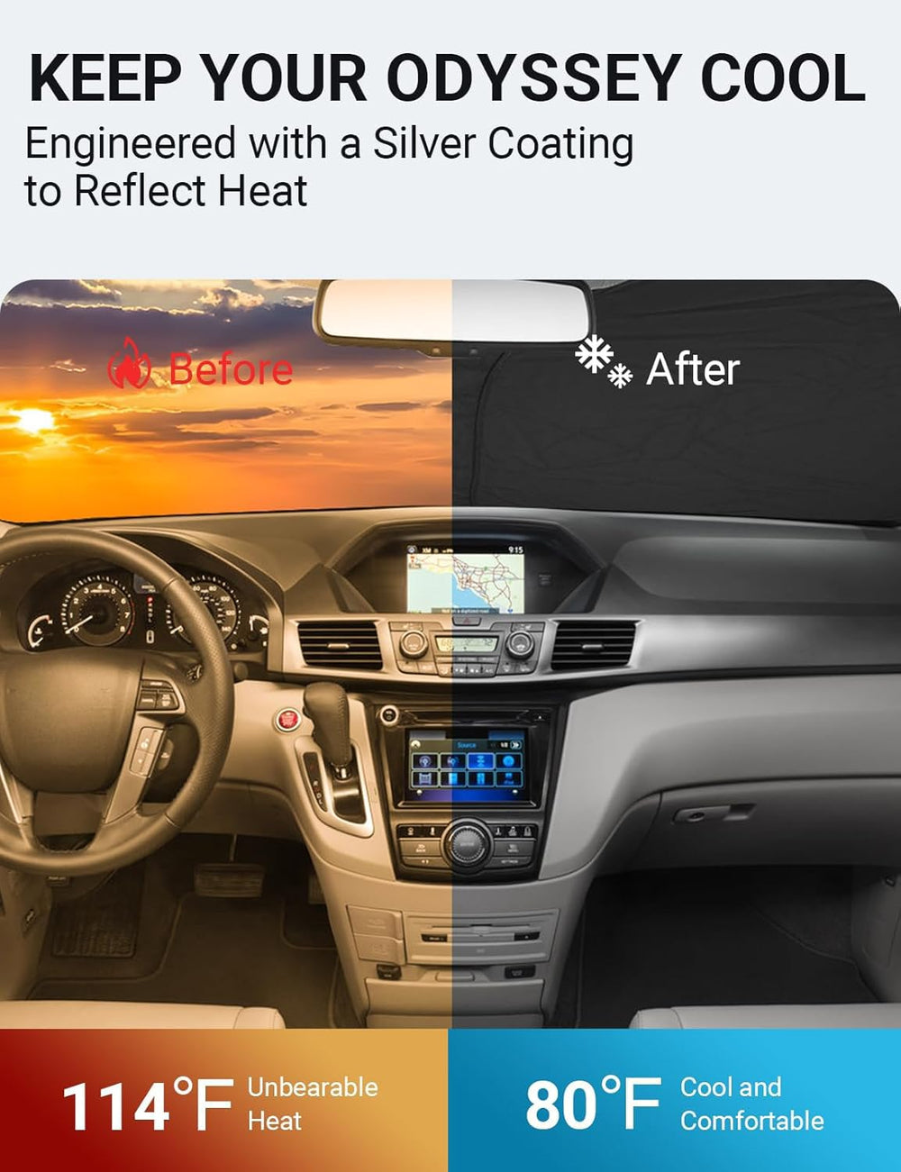 Proadsy Front Windshield Sun Shade Foldable Sunshade Protector Custom Fit 2011-2017 Odyssey Mini Van Accessories 2026 Upgrade