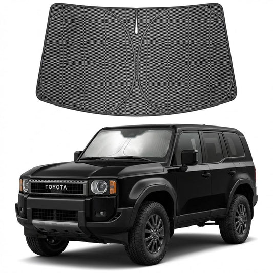 Proadsy Windshield Sun Shade Custom Fit Toyota Land Cruiser 2024-2026 Ice Crystal Black Front Window Sunshade UV and Heat Blocker Foldable Visor Keeps Car Cooler for Summer Parking and Daily Use