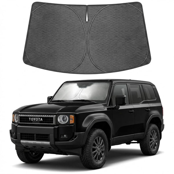 Proadsy Windshield Sun Shade Custom Fit Toyota Land Cruiser 2024-2026 Ice Crystal Black Front Window Sunshade UV and Heat Blocker Foldable Visor Keeps Car Cooler for Summer Parking and Daily Use