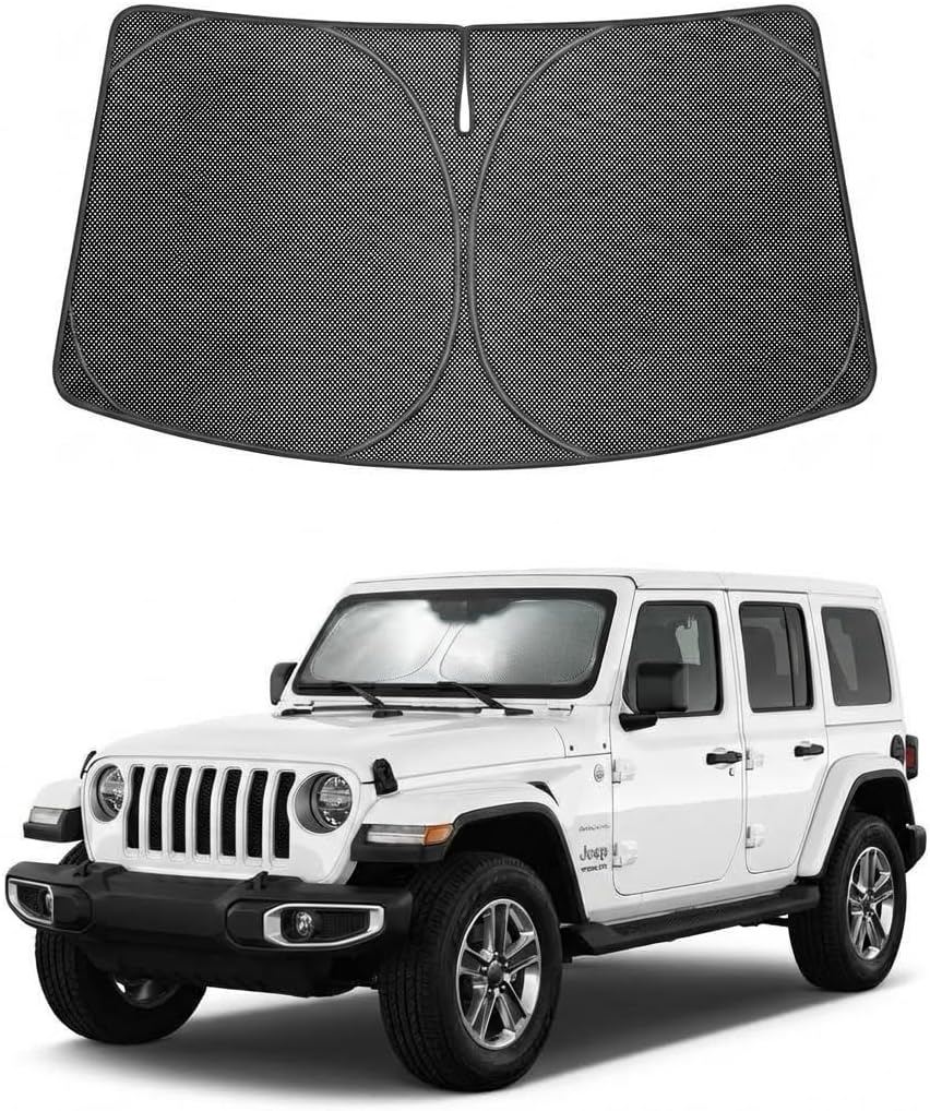 2018-2026 Jeep Wrangler Ice Crystal Windshield Sunshade - Custom Fit Front Windshield Sun Shade