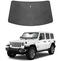 Proadsy Windshield Sun Shade Custom Fit Jeep Wrangler 2018-2026 Ice Crystal Black Front Window Sunshade UV and Heat Blocker Foldable Visor Keeps Car Cooler for Summer Parking and Daily Use