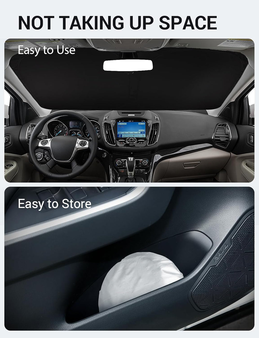 Proadsy 2025 Upgrade Windshield Sun Shade Custom Fit 2013-2019 Ford Escape Foldable Front Sunshade Protector Sun Visor Blocks UV Rays Keep Car Cooler