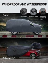 2023-2026 Subaru Solterra car cover windproof and waterproof with fix buckles, straps and adjustable elastic hem