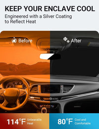 Custom American designed 2018-2024 Buick Enclave windshield sunshade, will not sag or collapse