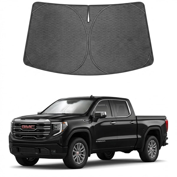Proadsy Windshield Sun Shade Custom Fit GMC 1500 2500 3500 2019-2026 Ice Crystal Black Front Window Sunshade UV and Heat Blocker Foldable Visor Keeps Car Cooler for Summer Parking and Daily Use