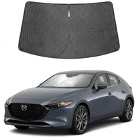 Proadsy Windshield Sun Shade Custom Fit Mazda 3 2019-2026 Ice Crystal Black Front Window Sunshade UV and Heat Blocker Foldable Visor Keeps Car Cooler for Summer Parking and Daily Use