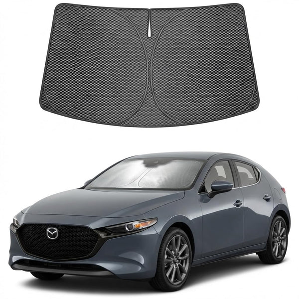 Proadsy Windshield Sun Shade Custom Fit Mazda 3 2019-2026 Ice Crystal Black Front Window Sunshade UV and Heat Blocker Foldable Visor Keeps Car Cooler for Summer Parking and Daily Use