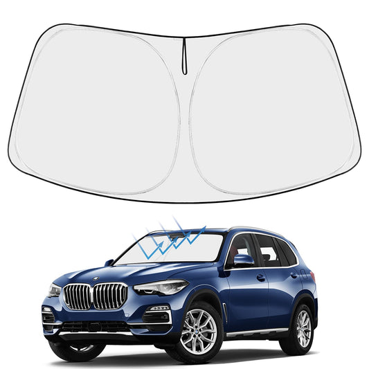 Proadsy 2025 Upgrade Windshield Sun Shade Custom Fit 2019-2024 2025 BMW X5 M Sport xLine SUV 4-Layer Foldable Front Sunshade Protector Sun Visor Blocks UV Rays Keep Car Cooler Accessories