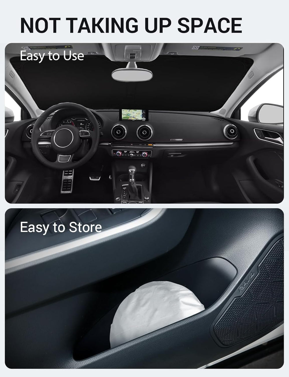 Proadsy 2025 Upgrade Windshield Sun Shade Custom Fit 2014-2020 Audi A3 Foldable Front Sunshade Protector Sun Visor Blocks UV Rays Keep Car Cooler