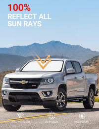 2015-2022 Chevrolet Colorado windshield sunshade detail view 4, custom fit front window sun shade
