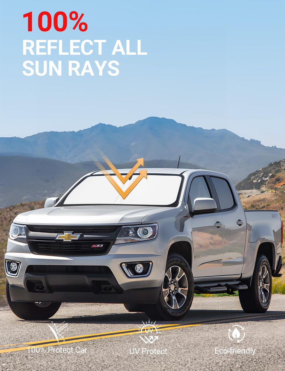 Proadsy 2025 Upgrade Windshield Sun Shade Custom Fit Chevrolet Colorado 2015-2022 4-Layer Foldable Front Sunshade Protector Sun Visor Blocks UV Rays Keep Car Cooler Accessories
