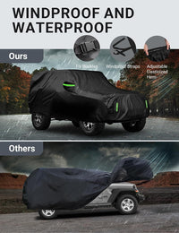 Multi-layer material of 2006-2026 Jeep Wrangler car cover, 100% waterproof, UV resistant and scratch prevent