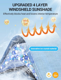 Upgraded 4-layer 2020-2025 Kia Telluride umbrella windshield sunshade blocks 99% UV and heat