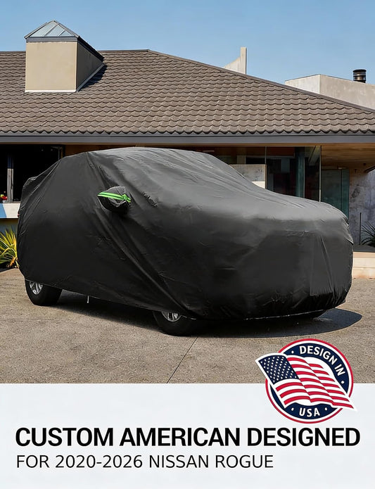 Custom fit 2008-2026 Nissan Rogue car cover on car, American designed full exterior protection