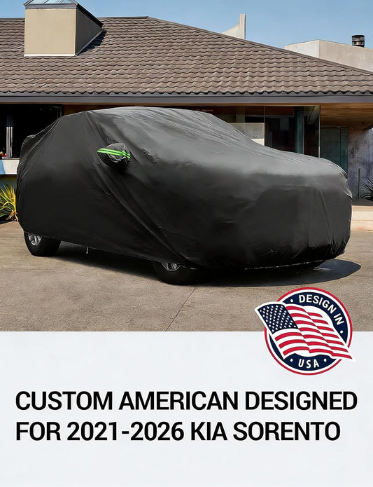 Custom fit 2021-2026 Kia Sorento car cover on car, American designed full exterior protection