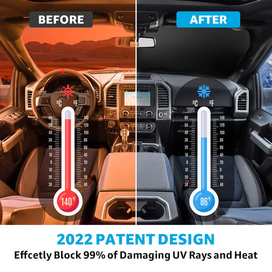 Front 2026 Upgrade Windshield Sunshade USA Flag Foldable Sun Shade Protector Custom Fit 2015-2020 Ford F-150 F150 Lariat, King Ranch, Platinum, XL XLT Limited Raptor Accessories
