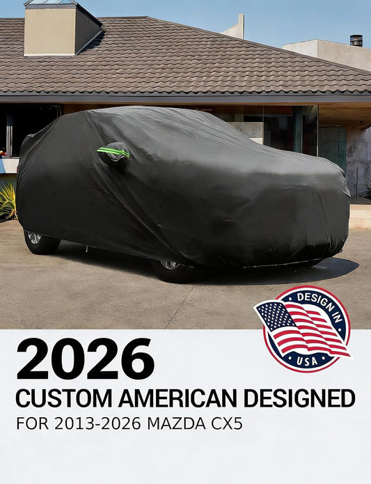 Custom fit 2013-2026 Mazda CX-5 car cover on car, American designed full exterior protection