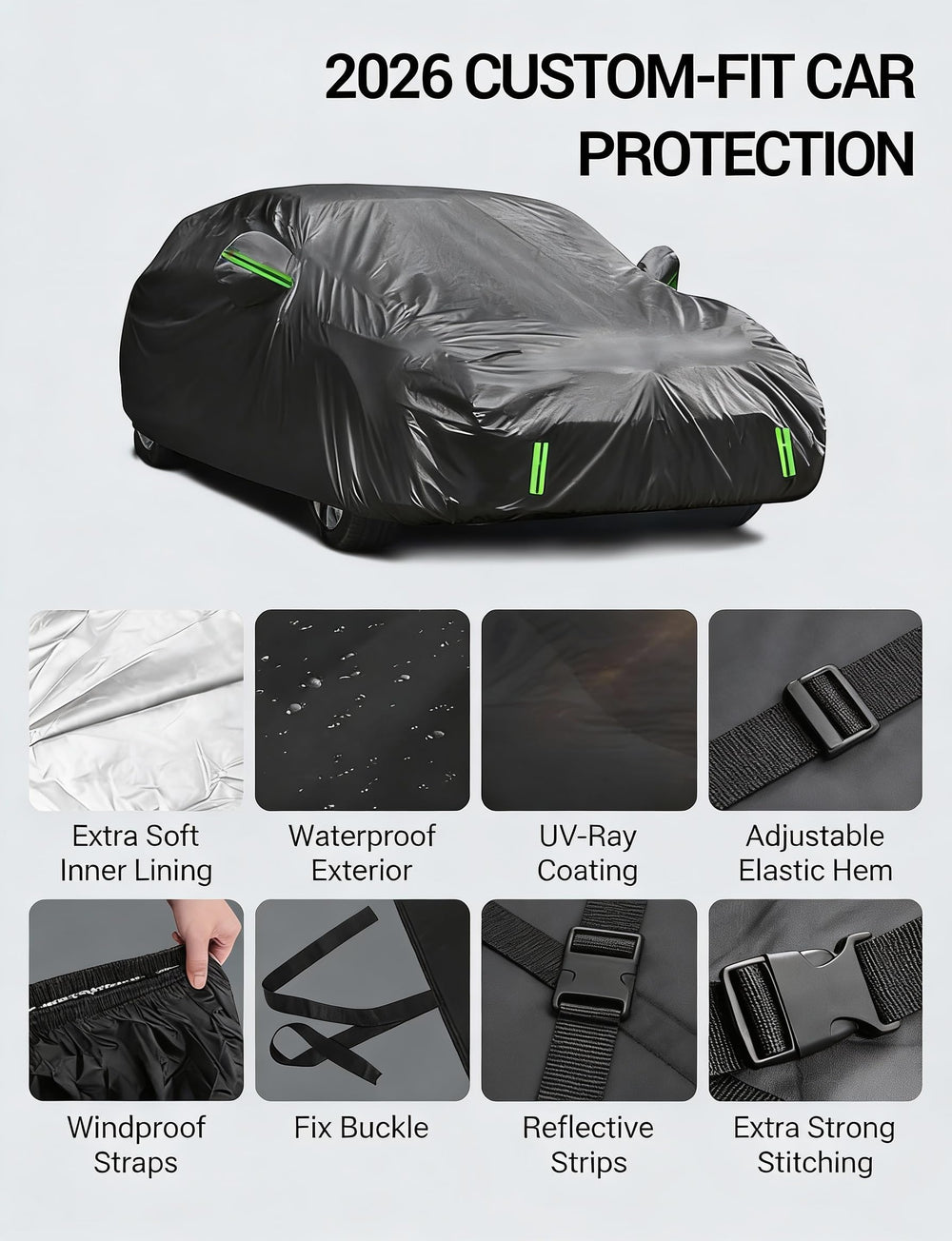 Proadsy Car Cover Custom Fit for Hyundai Venue 2020-2025 2026, Waterproof All Weather for Automobiles, Full Exterior Cover Rain Snow Sun Protector Indoor Outdoor Car Cover