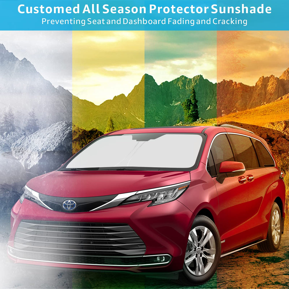 Proadsy Front Windshield Sun Shade Foldable Sunshade Protector Custom Fit 2021 2022 2023 2024 Toyota Sienna Mini Van Accessories 2023 Upgrade