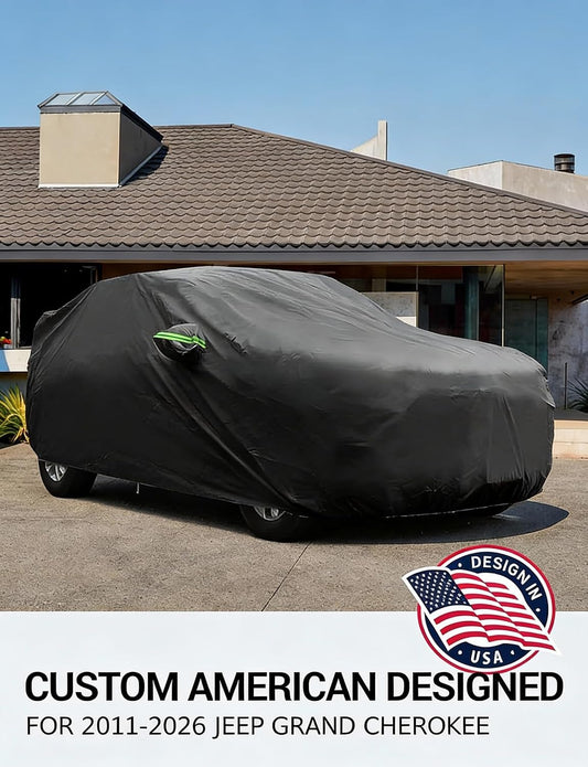 Custom fit 2011-2026 Jeep Grand Cherokee car cover on car, American designed full exterior protection