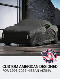 Custom fit 1998-2026 Nissan Altima car cover on car, American designed full exterior protection