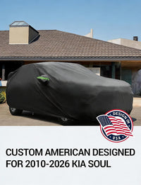 Custom fit 2010-2026 Kia Soul car cover on car, American designed full exterior protection