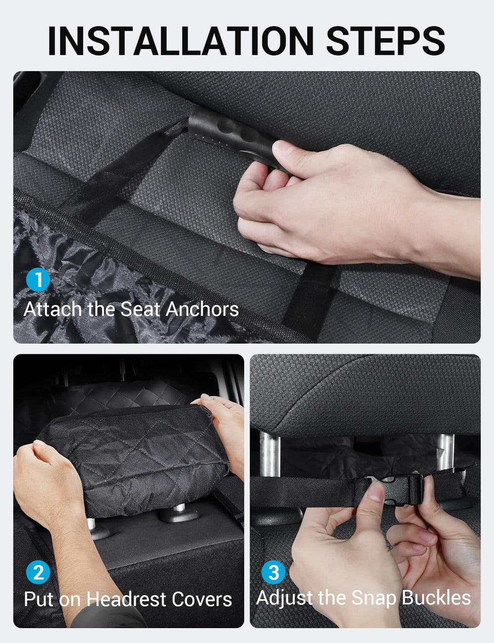 Proadsy for Toyota Rav4 2019-2024 2025 Dog Car Seat Cover Extender Waterproof Scratch Proof Durable Black Back Seat Protector Pet Hammock