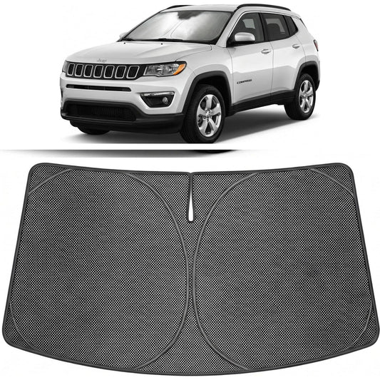 Proadsy Windshield Sun Shade Custom Fit Jeep Compass 2017-2026 Ice Crystal Black Front Window Sunshade UV and Heat Blocker Foldable Visor Keeps Car Cooler for Summer Parking and Daily Use