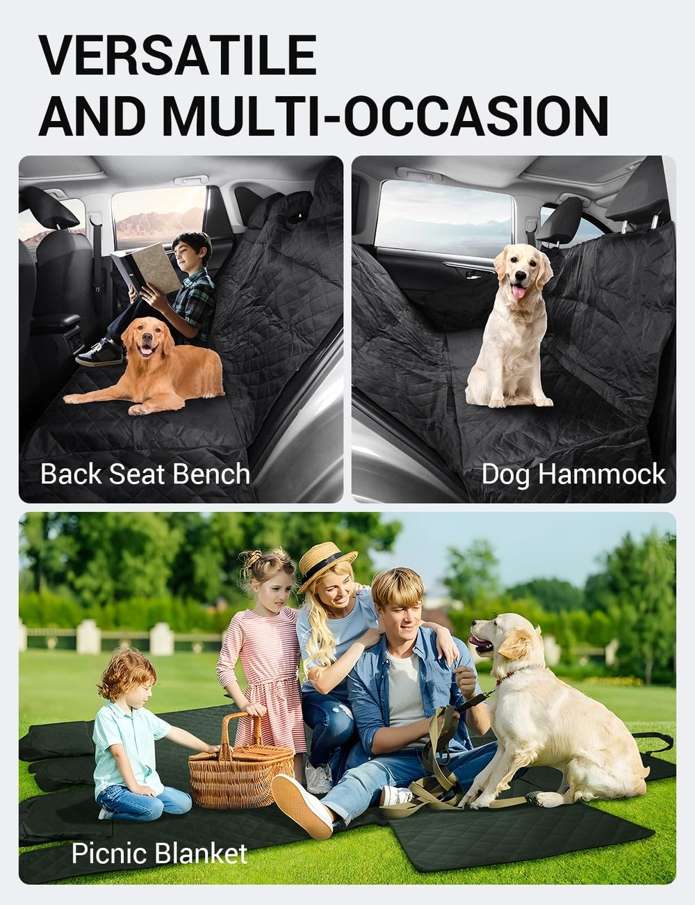Proadsy for Toyota Rav4 2019-2024 2025 Dog Car Seat Cover Extender Waterproof Scratch Proof Durable Black Back Seat Protector Pet Hammock