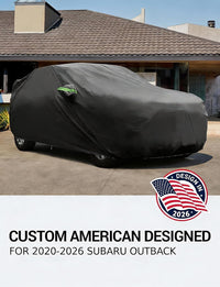 Custom fit 1994-2026 Subaru Outback car cover on car, American designed full exterior protection