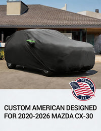 Custom fit 2020-2026 Mazda CX-30 car cover on car, American designed full exterior protection