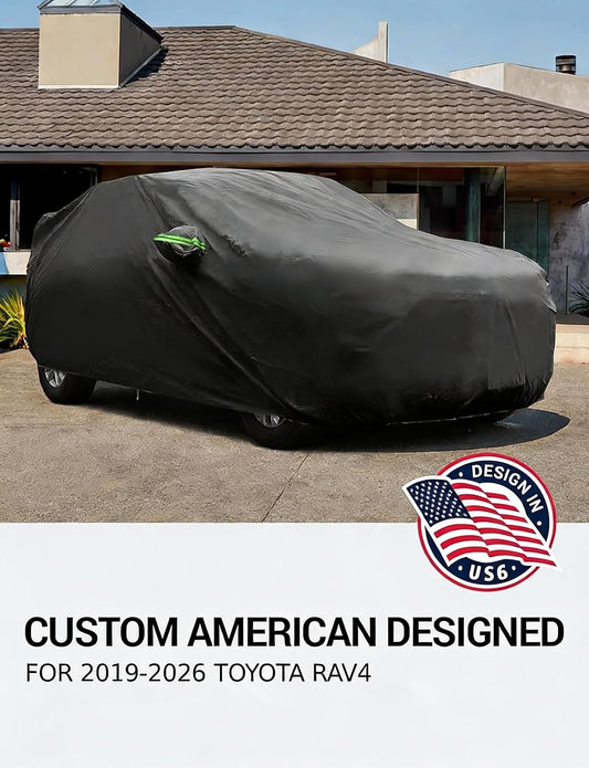 Custom fit 2019-2026 Toyota RAV4 car cover on car, American designed full exterior protection