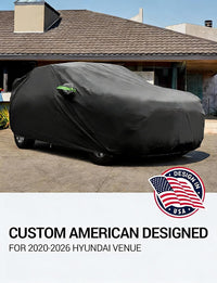 Custom fit 2020-2026 Hyundai Venue car cover on car, American designed full exterior protection