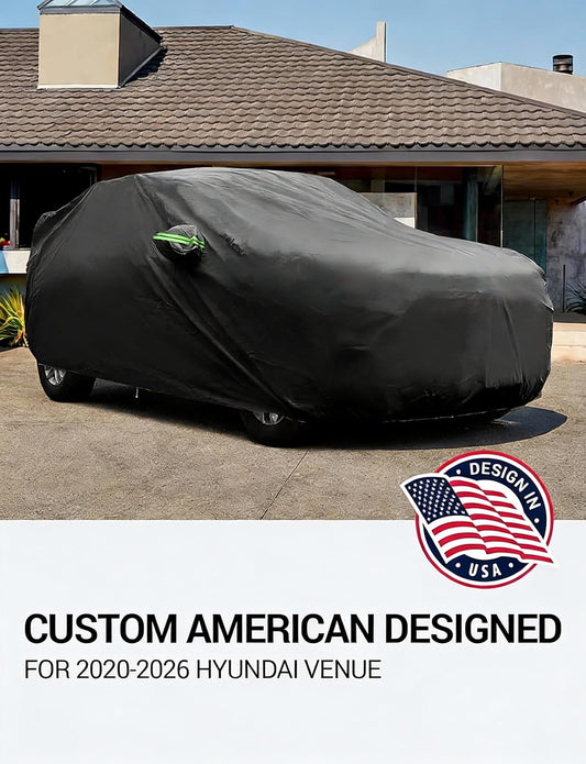 Custom fit 2020-2026 Hyundai Venue car cover on car, American designed full exterior protection
