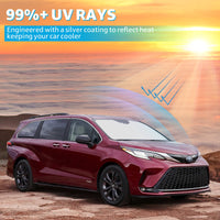 Proadsy Front Windshield Sun Shade Foldable Sunshade Protector Custom Fit 2021 2022 2023 2024 Toyota Sienna Mini Van Accessories 2023 Upgrade