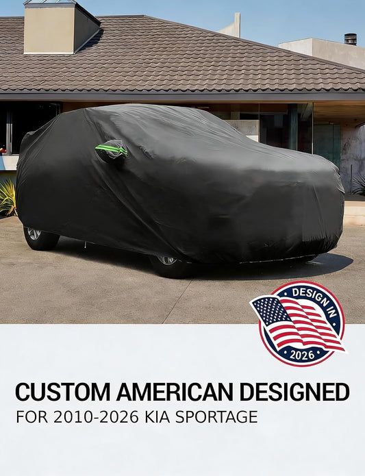 Custom fit 2010-2026 Kia Sportage car cover on car, American designed full exterior protection