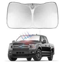 Load image into Gallery viewer, Front Windshield Sunshade Foldable Sun Shade Protector Custom Fit Ford F-150 2020 2019 2018 2017 2016 2015 F150 Lariat, King Ranch, Platinum, XL XLT Limited Raptor Accessories 2021 Upgrade
