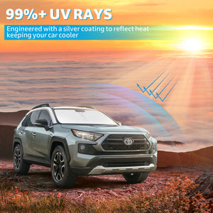 Front Windshield Sunshade Foldable Sun Shade Protector Custom Fit 2021 2020 2019 Toyota RAV4 SUV Crossover, LE XLE Premium Limited XSE Hybrid Adventure Accessories 2021 Upgrade