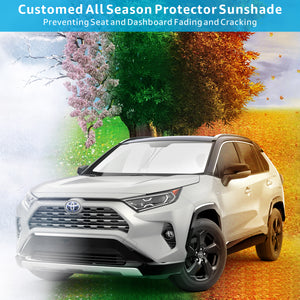 Front Windshield Sunshade Foldable Sun Shade Protector Custom Fit 2021 2020 2019 Toyota RAV4 SUV Crossover, LE XLE Premium Limited XSE Hybrid Adventure Accessories 2021 Upgrade